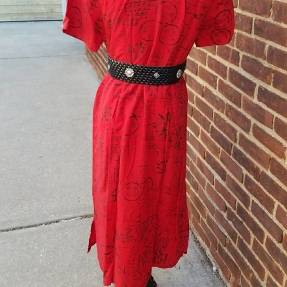 David Dart Red Print Vintage Fashionista Shirt Speeve Shirtdress D - Picture 4 of 10